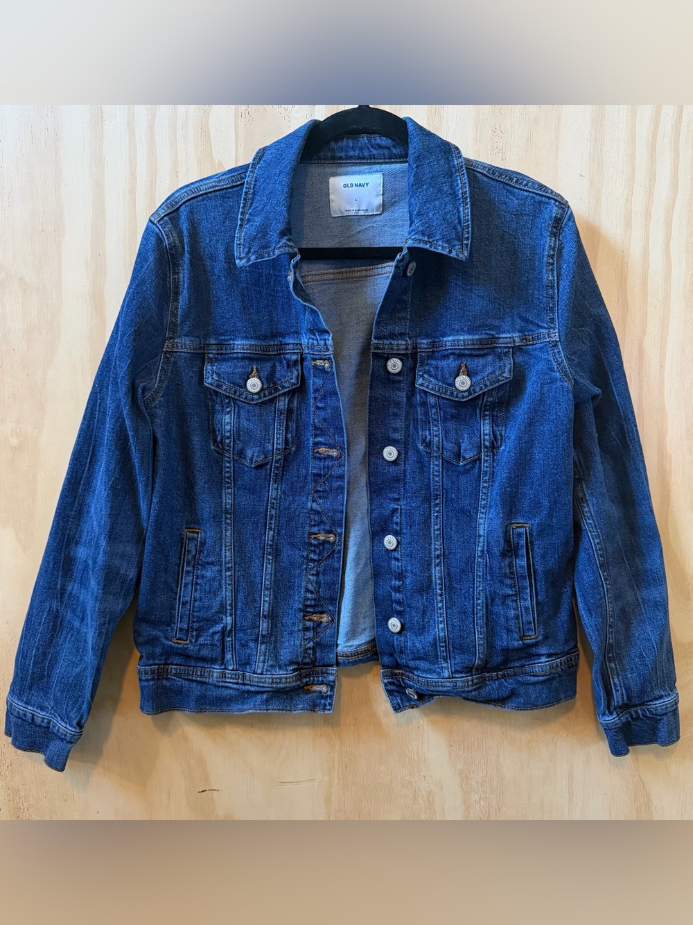 Old Navy Women’s Large Jacket Classic Denim Blue Trucker Jean Pockets Western